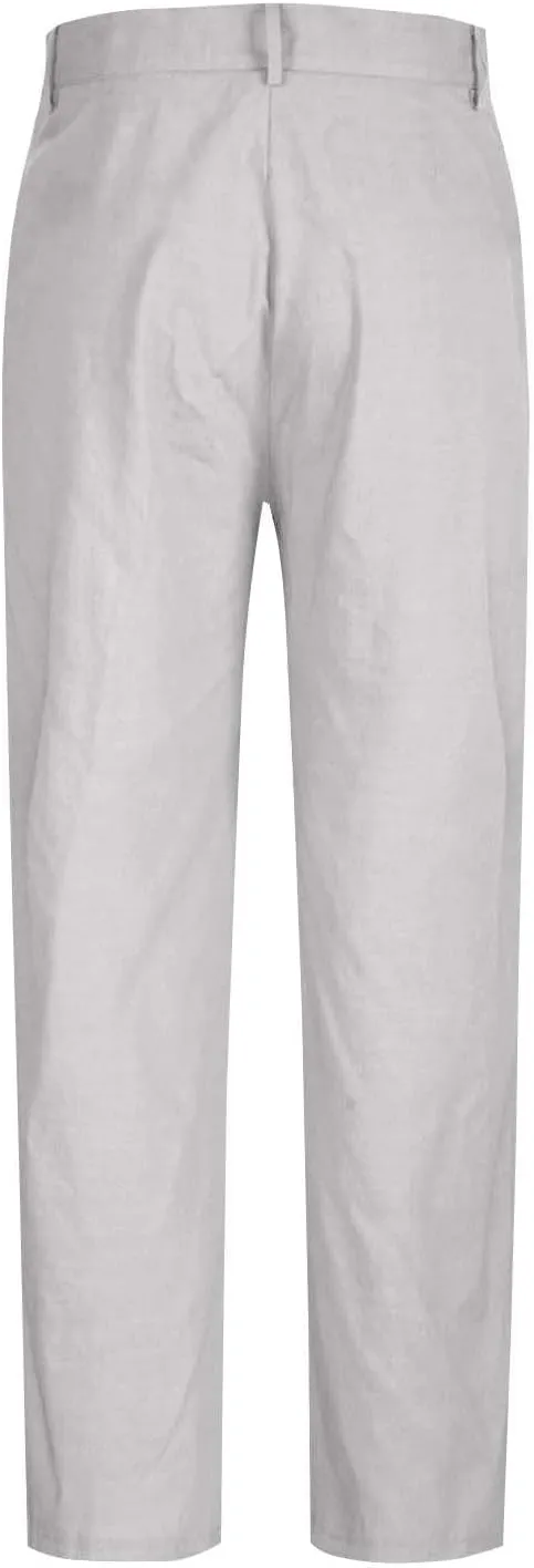 2025 Trendy Cotton Linen Pants Men Straight Leg Pleated Work Dress Pants Relaxed Fit Lightweight Summer Beach