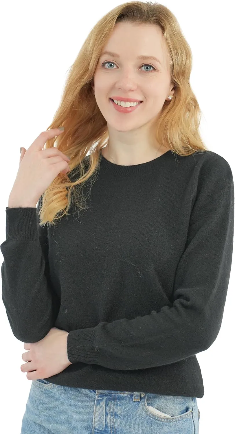 AIGE Women's Crew-Neck Oversized Fall Winter Warm 100% Pure Wool Long Warm Soft Pullover Sweater Tops Best for Winters