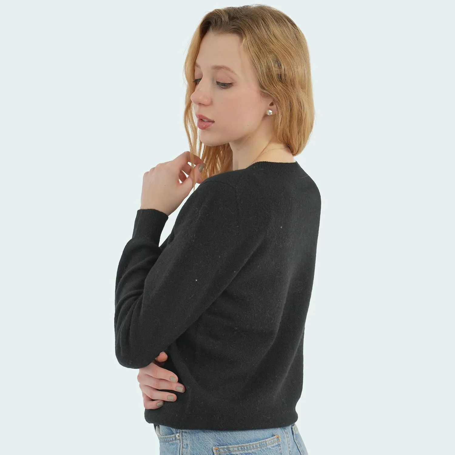AIGE Women's Crew-Neck Oversized Fall Winter Warm 100% Pure Wool Long Warm Soft Pullover Sweater Tops Best for Winters