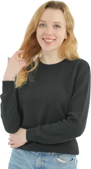 AIGE Women's Crew-Neck Oversized Fall Winter Warm 100% Pure Wool Long Warm Soft Pullover Sweater Tops Best for Winters