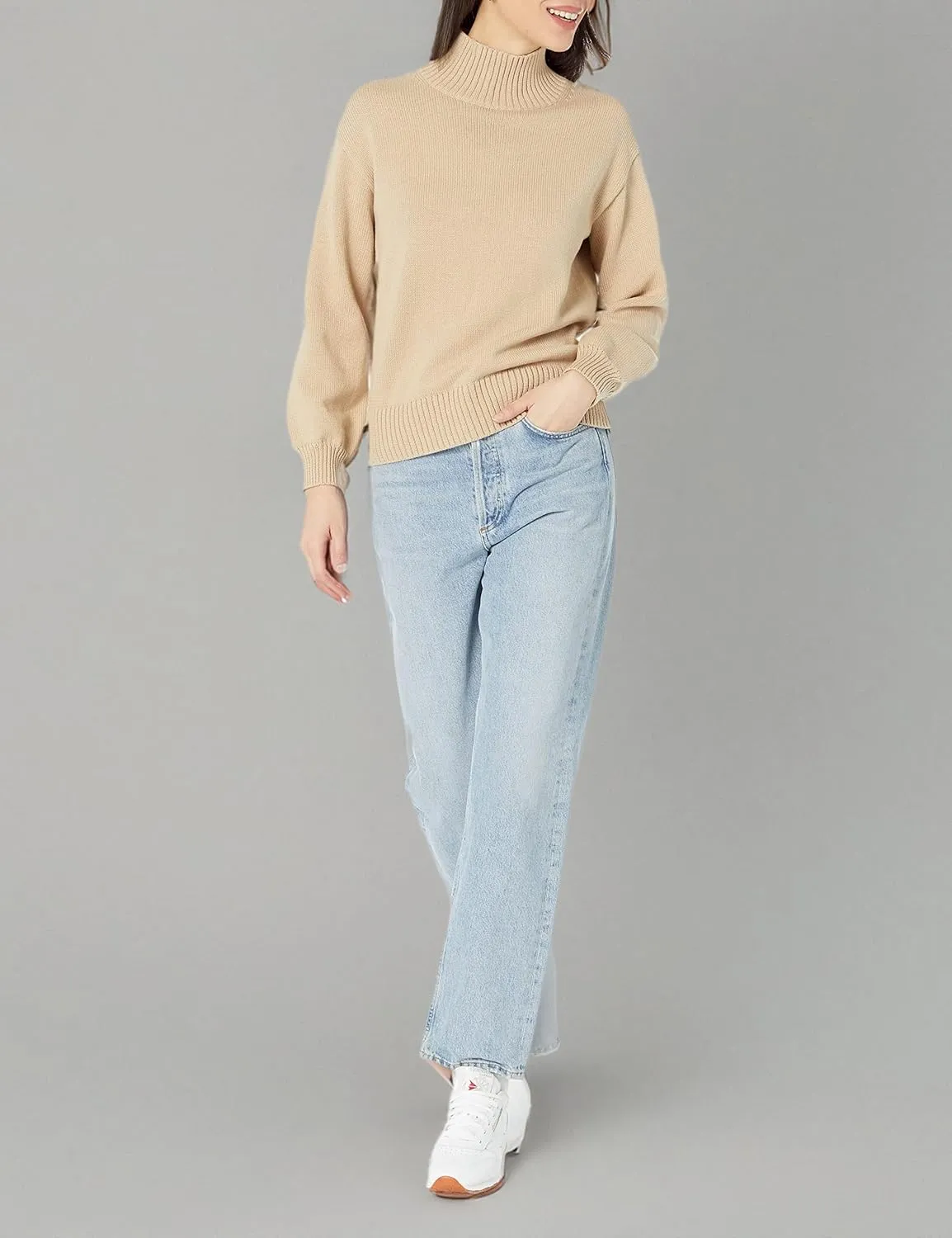 Amazon Essentials Cotton Sweaters for Women - Funnel-Neck, Available in Plus Size