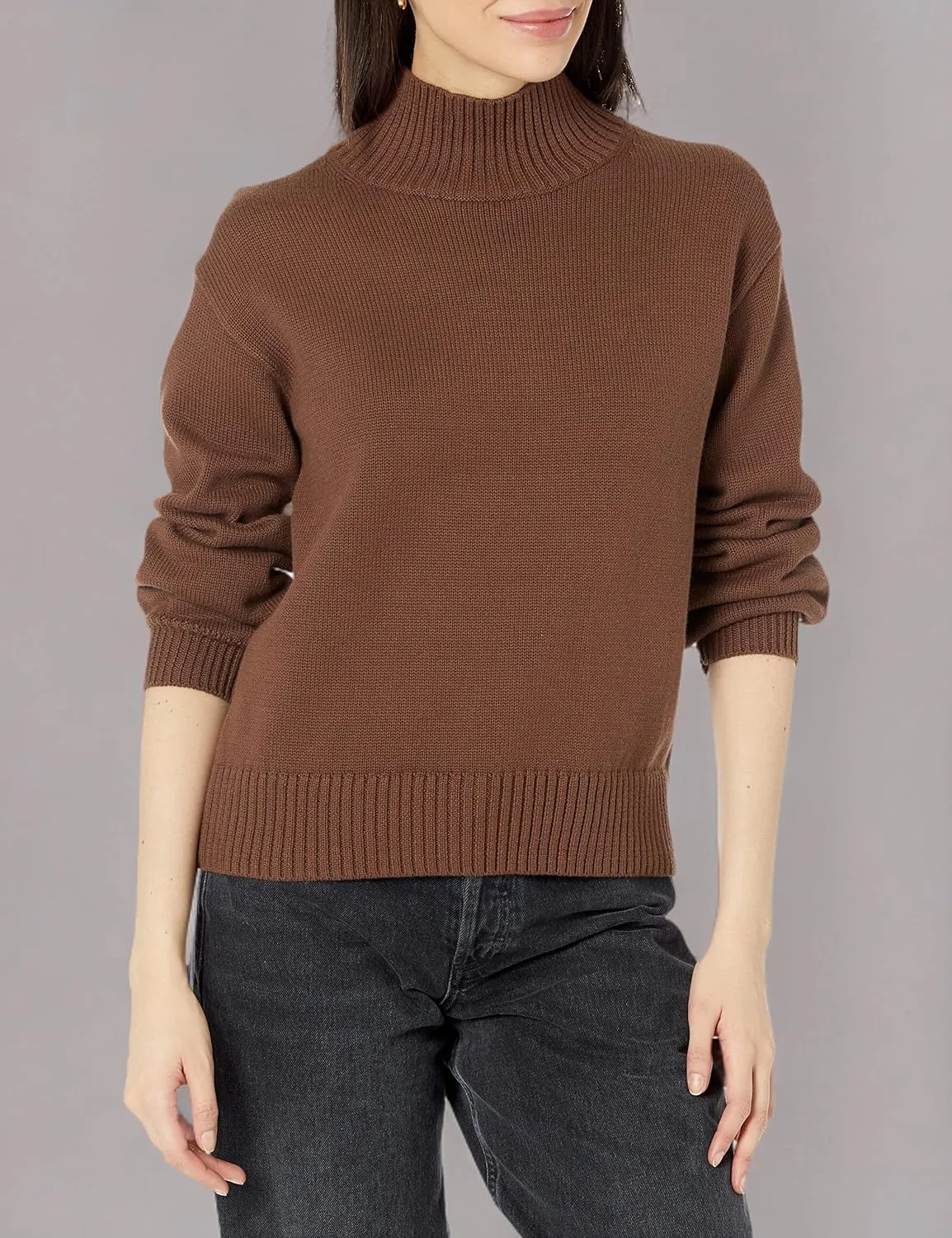 Amazon Essentials Cotton Sweaters for Women - Funnel-Neck, Available in Plus Size