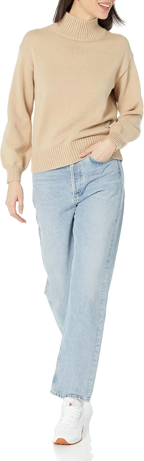 Amazon Essentials Cotton Sweaters for Women - Funnel-Neck, Available in Plus Size