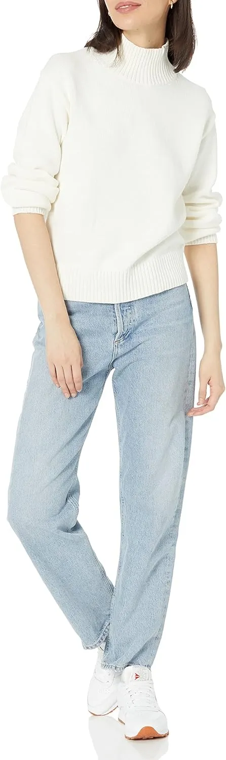 Amazon Essentials Cotton Sweaters for Women - Funnel-Neck, Available in Plus Size