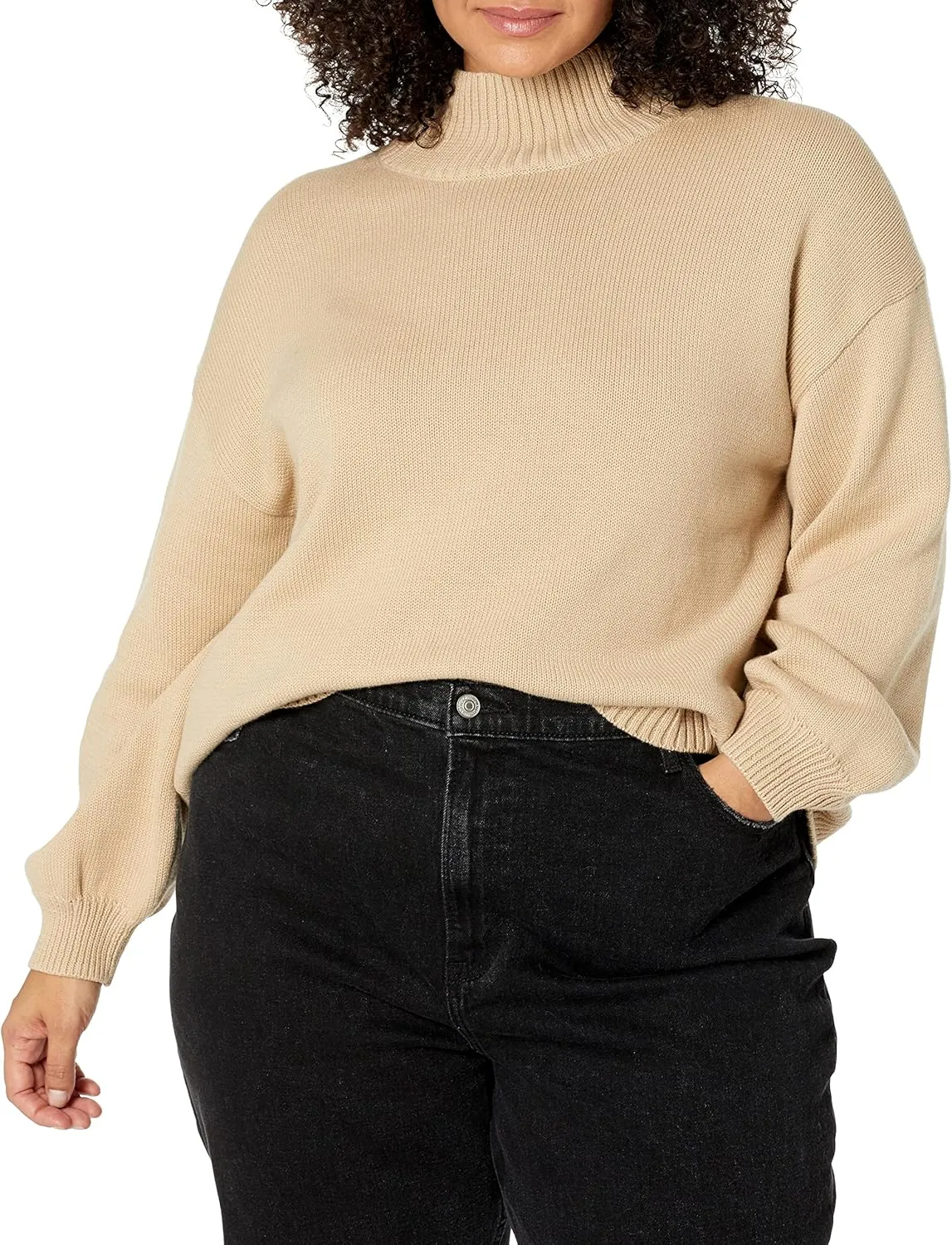 Amazon Essentials Cotton Sweaters for Women - Funnel-Neck, Available in Plus Size