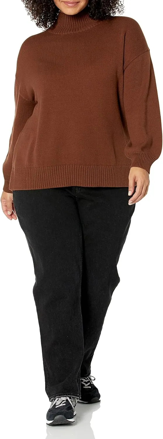Amazon Essentials Cotton Sweaters for Women - Funnel-Neck, Available in Plus Size