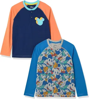 Amazon Essentials Disney | Marvel | Star Wars Boys and Toddlers' Long-Sleeve Henley T-Shirts, Pack of 2