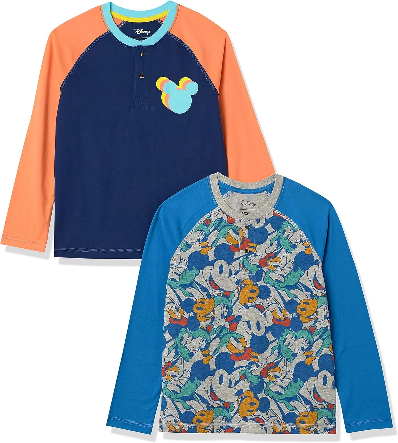 Amazon Essentials Disney | Marvel | Star Wars Boys and Toddlers' Long-Sleeve Henley T-Shirts, Pack of 2