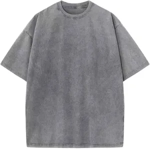 Amorie Mens Vintage Oversized Washed Shirts,Heavyweight Cotton Baggy Shirts,Streetwear Hip Hop Y2K Tees Unisex