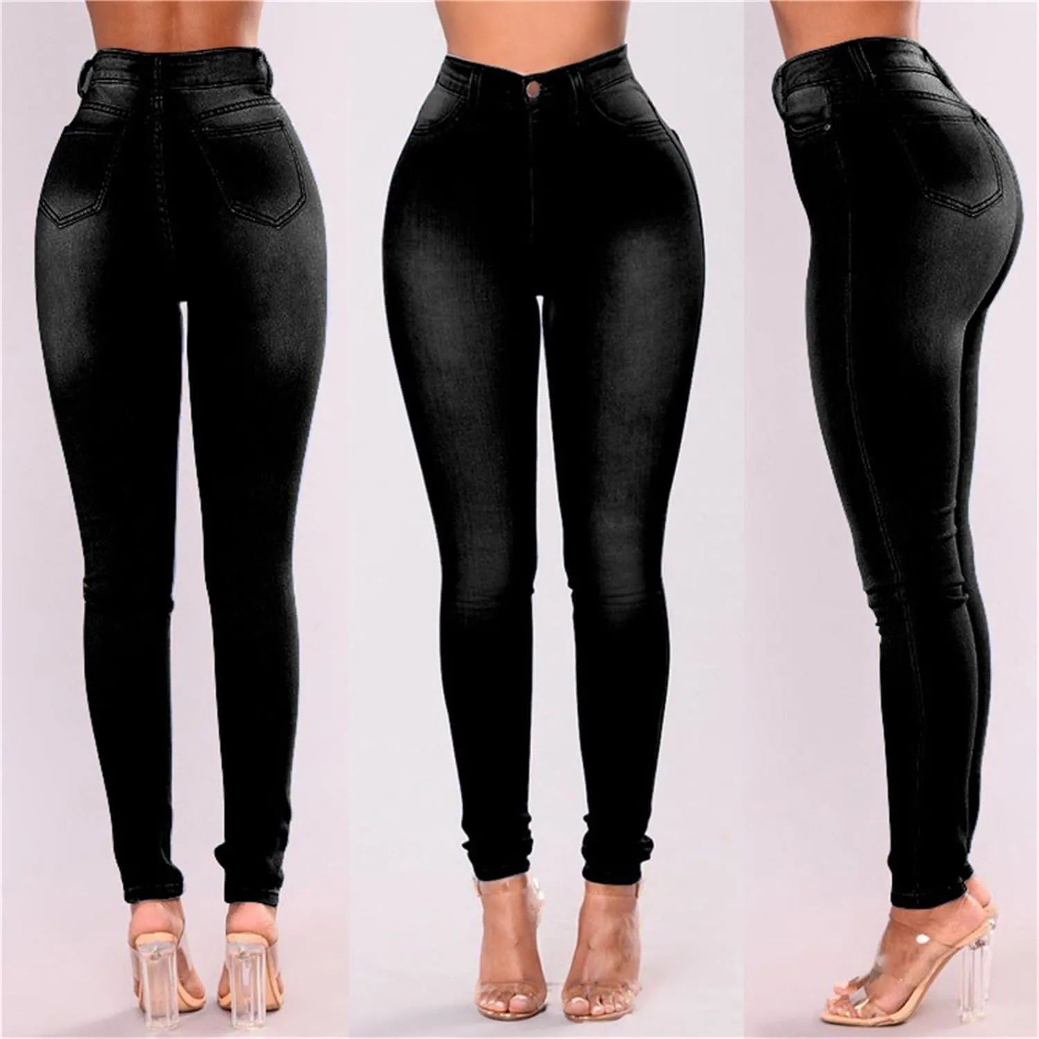 Andongnywell High-Rise Skinny Jeans Women Slim Fit Stretch Jeans High Waisted Sexy Denim Pants Legging Plus Size Trousers