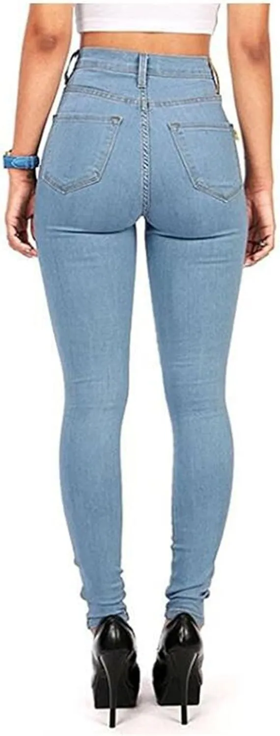 Andongnywell High-Rise Skinny Jeans Women Slim Fit Stretch Jeans High Waisted Sexy Denim Pants Legging Plus Size Trousers