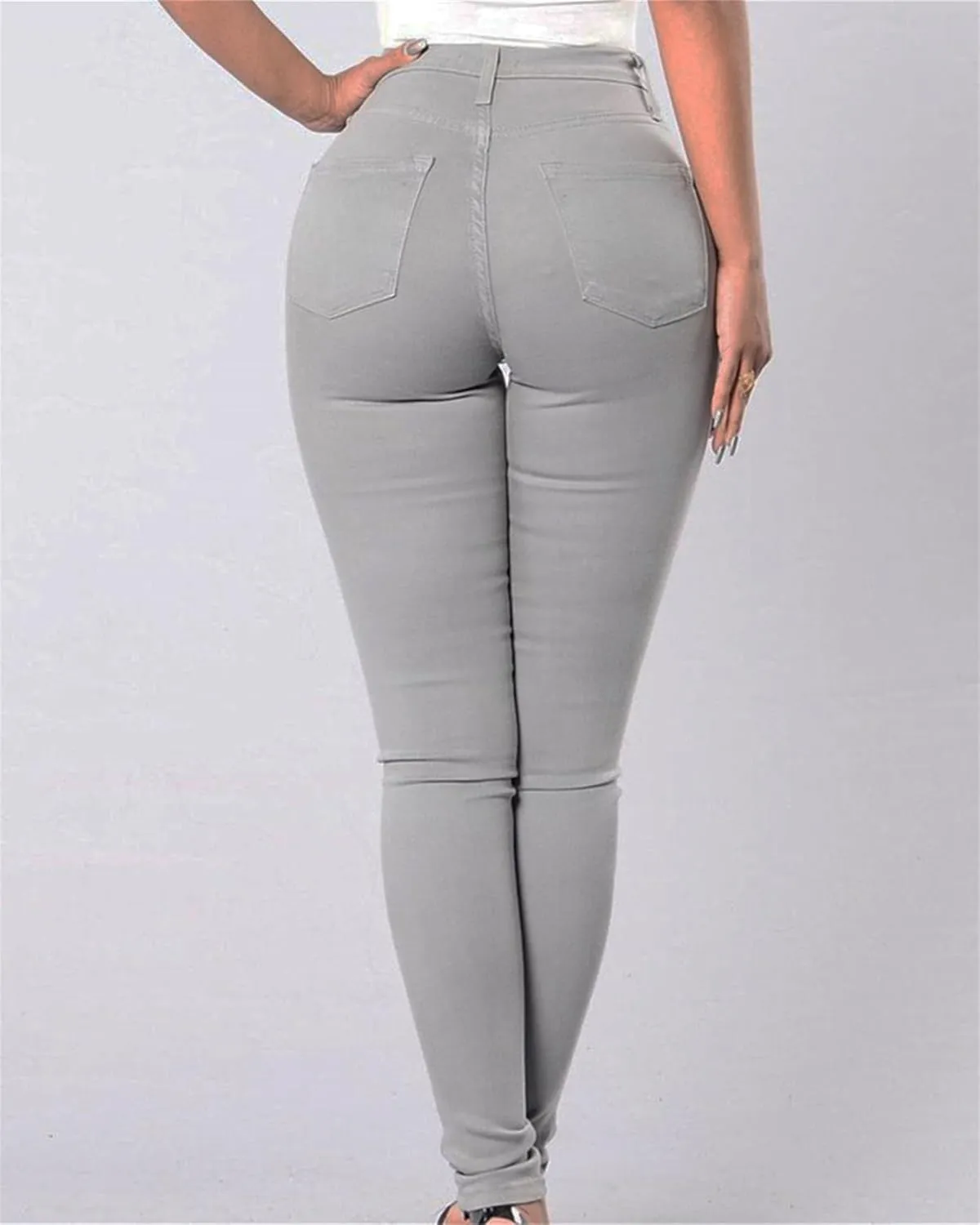 Andongnywell High-Rise Skinny Jeans Women Slim Fit Stretch Jeans High Waisted Sexy Denim Pants Legging Plus Size Trousers