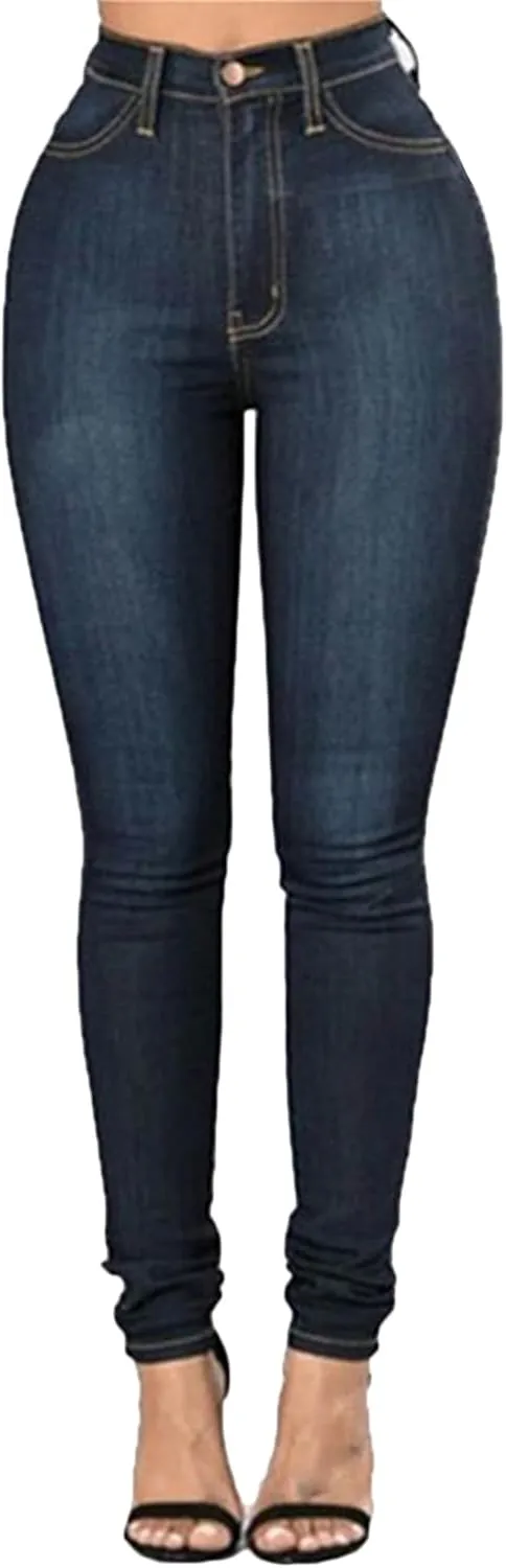 Andongnywell High-Rise Skinny Jeans Women Slim Fit Stretch Jeans High Waisted Sexy Denim Pants Legging Plus Size Trousers