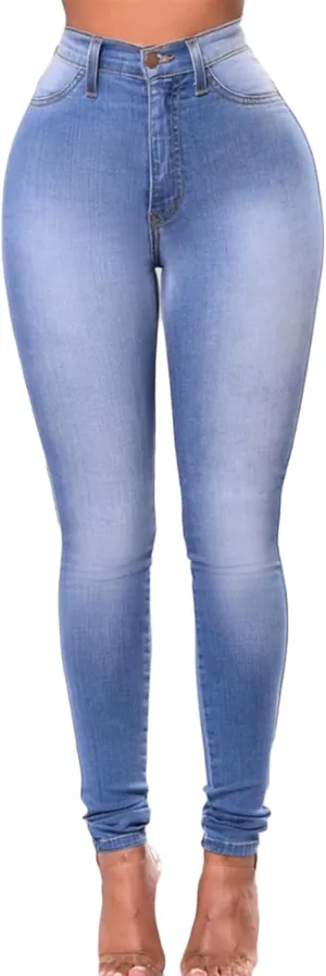 Andongnywell High-Rise Skinny Jeans Women Slim Fit Stretch Jeans High Waisted Sexy Denim Pants Legging Plus Size Trousers