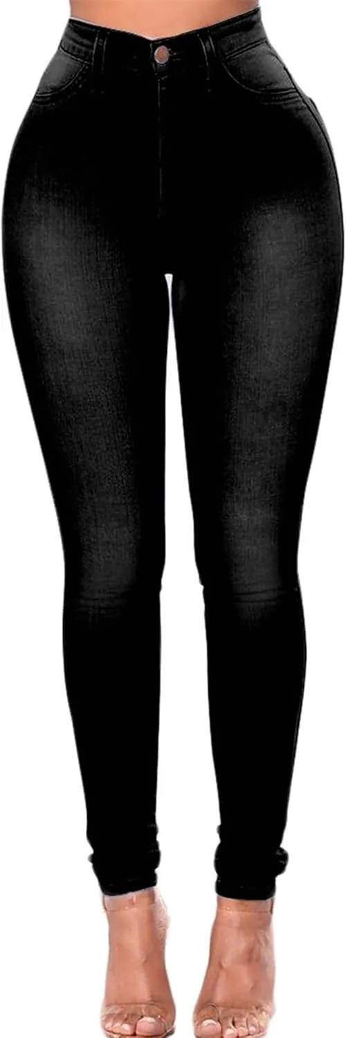 Andongnywell High-Rise Skinny Jeans Women Slim Fit Stretch Jeans High Waisted Sexy Denim Pants Legging Plus Size Trousers