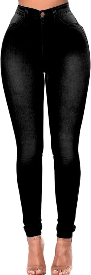 Andongnywell High-Rise Skinny Jeans Women Slim Fit Stretch Jeans High Waisted Sexy Denim Pants Legging Plus Size Trousers