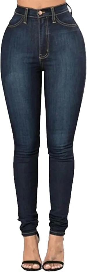 Andongnywell High-Rise Skinny Jeans Women Slim Fit Stretch Jeans High Waisted Sexy Denim Pants Legging Plus Size Trousers