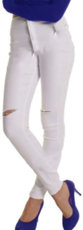 Andongnywell Women Slit Knee High Waisted Jeans Ripped Knee High Waist Skinny Jean Slim Stretch Pencil Pants Jegging