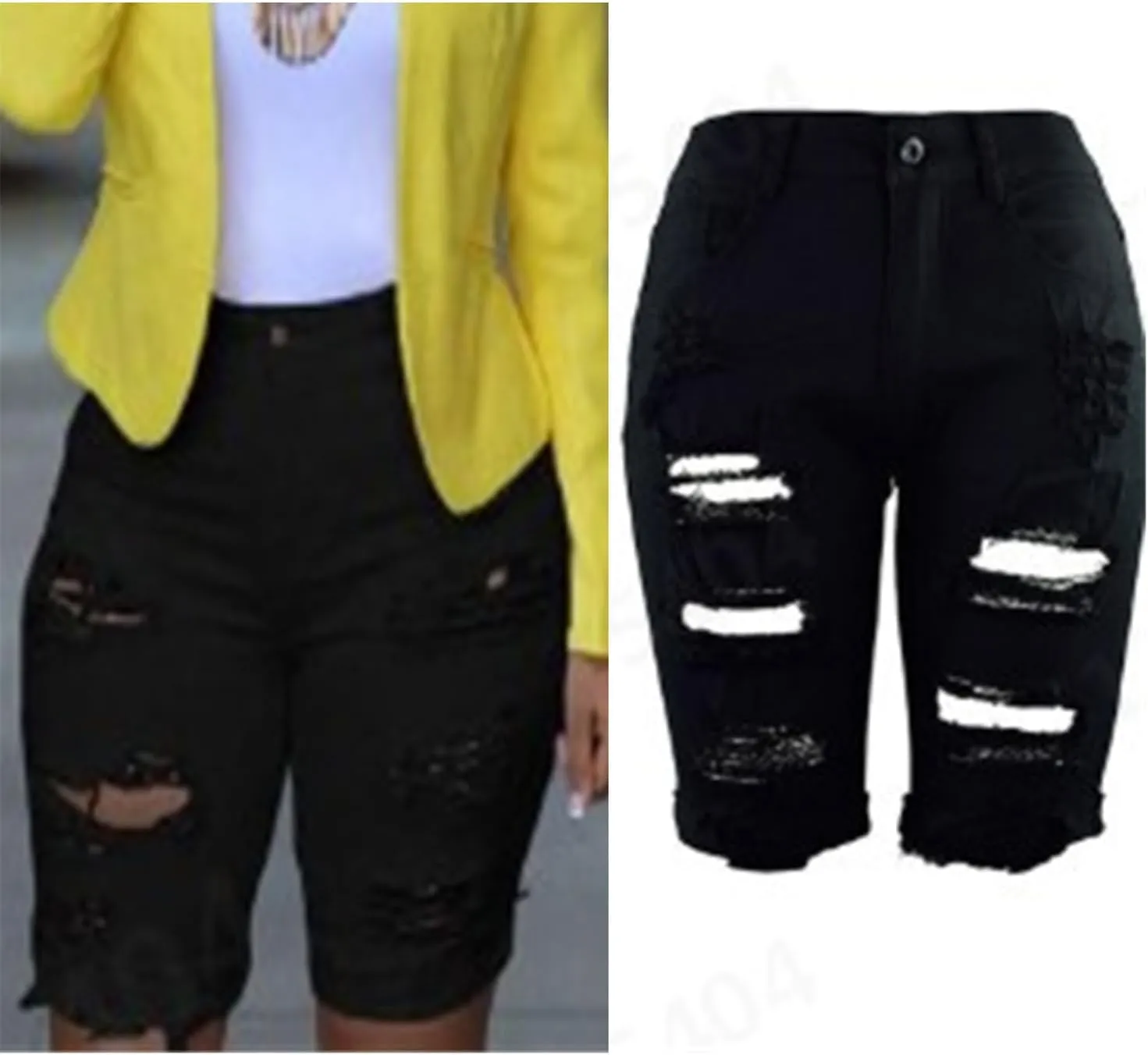 Andongnywell Womens High Waisted Casual Ripped Frayed Jean Shorts Juniors Raw Hem Distressed Denim Shorts Hot Pants