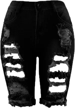 Andongnywell Womens High Waisted Casual Ripped Frayed Jean Shorts Juniors Raw Hem Distressed Denim Shorts Hot Pants