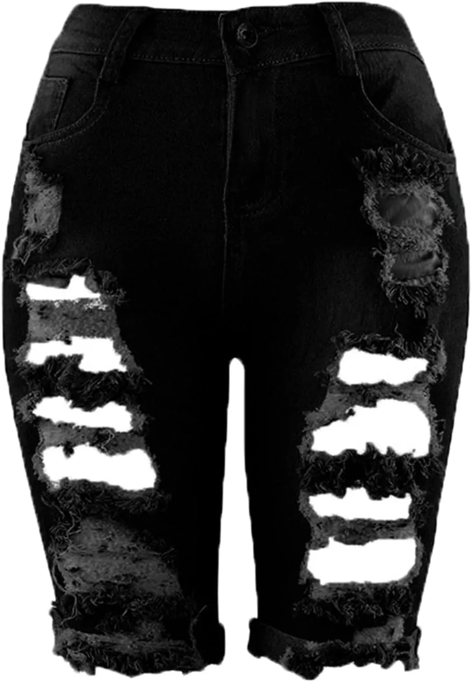 Andongnywell Womens High Waisted Casual Ripped Frayed Jean Shorts Juniors Raw Hem Distressed Denim Shorts Hot Pants