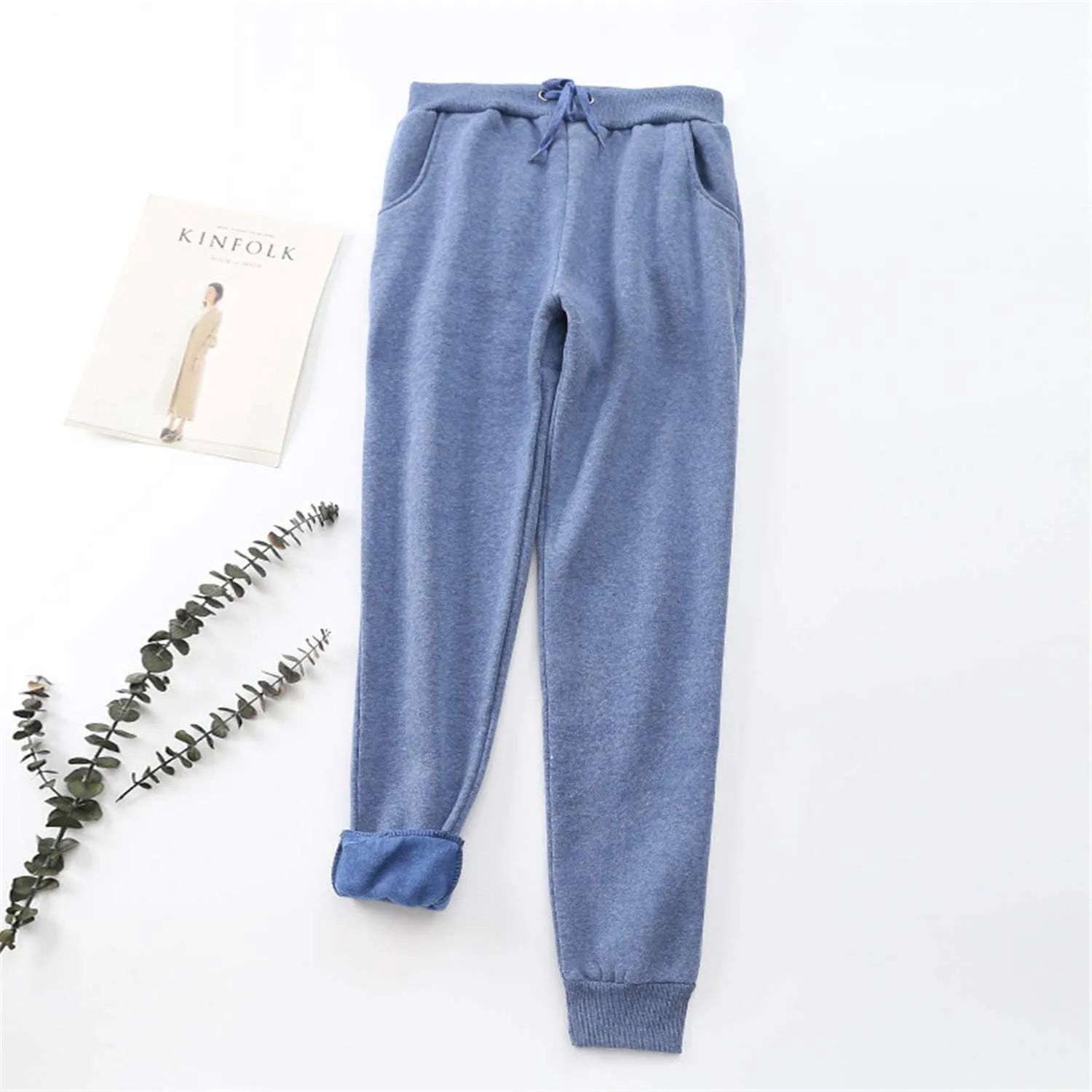 Andongnywell Womens Warm Sherpa Lined Athletic Sweatpants Drawstring Joggers Fleece Pant Trousers