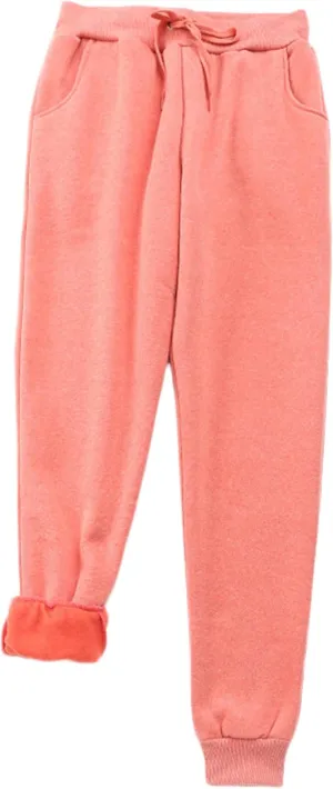 Andongnywell Womens Warm Sherpa Lined Athletic Sweatpants Drawstring Joggers Fleece Pant Trousers