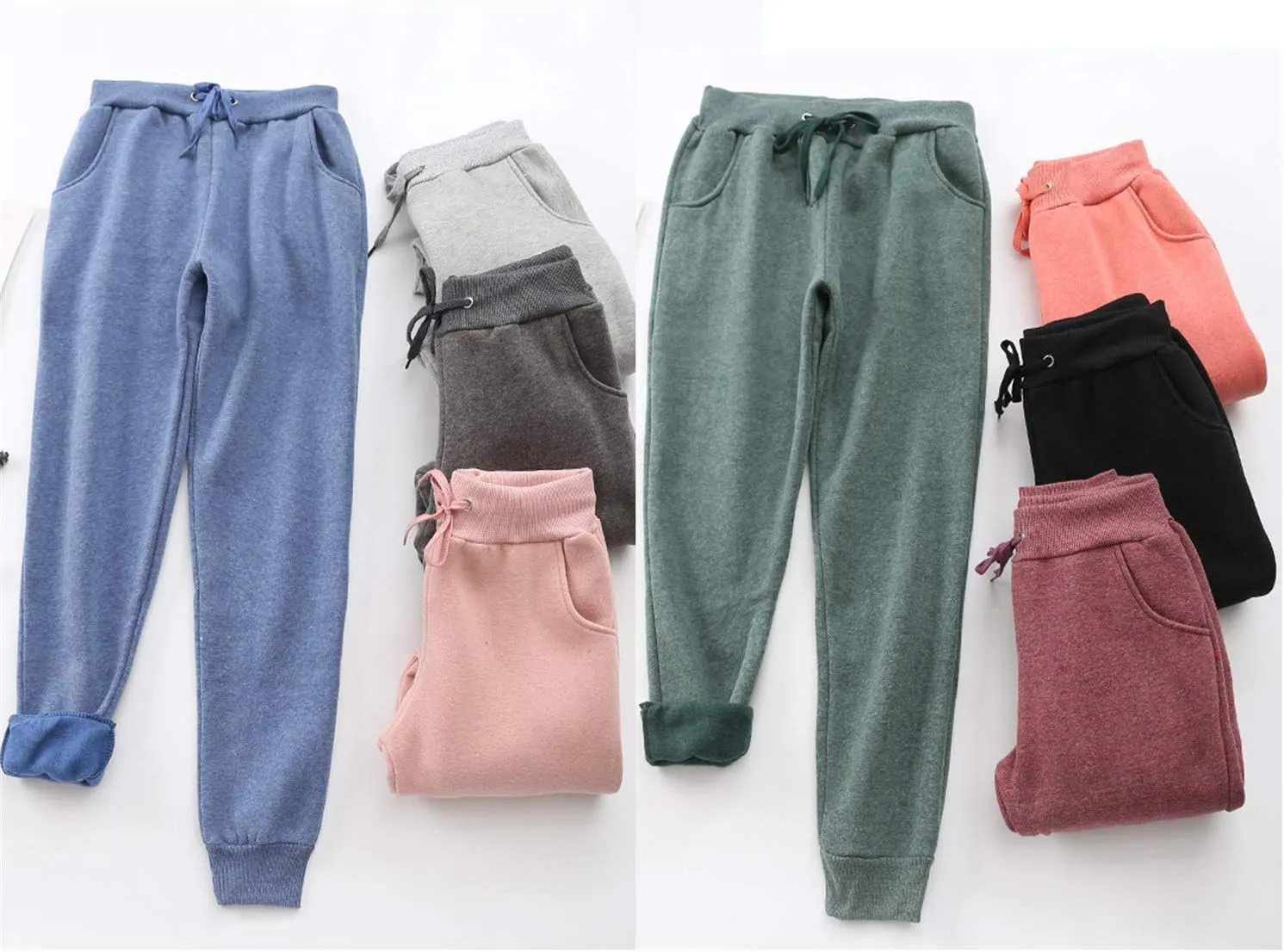 Andongnywell Womens Warm Sherpa Lined Athletic Sweatpants Drawstring Joggers Fleece Pant Trousers