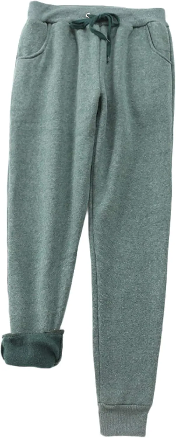 Andongnywell Womens Warm Sherpa Lined Athletic Sweatpants Drawstring Joggers Fleece Pant Trousers