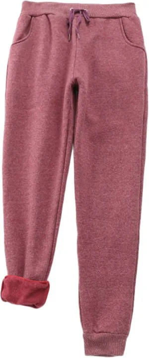 Andongnywell Womens Warm Sherpa Lined Athletic Sweatpants Drawstring Joggers Fleece Pant Trousers
