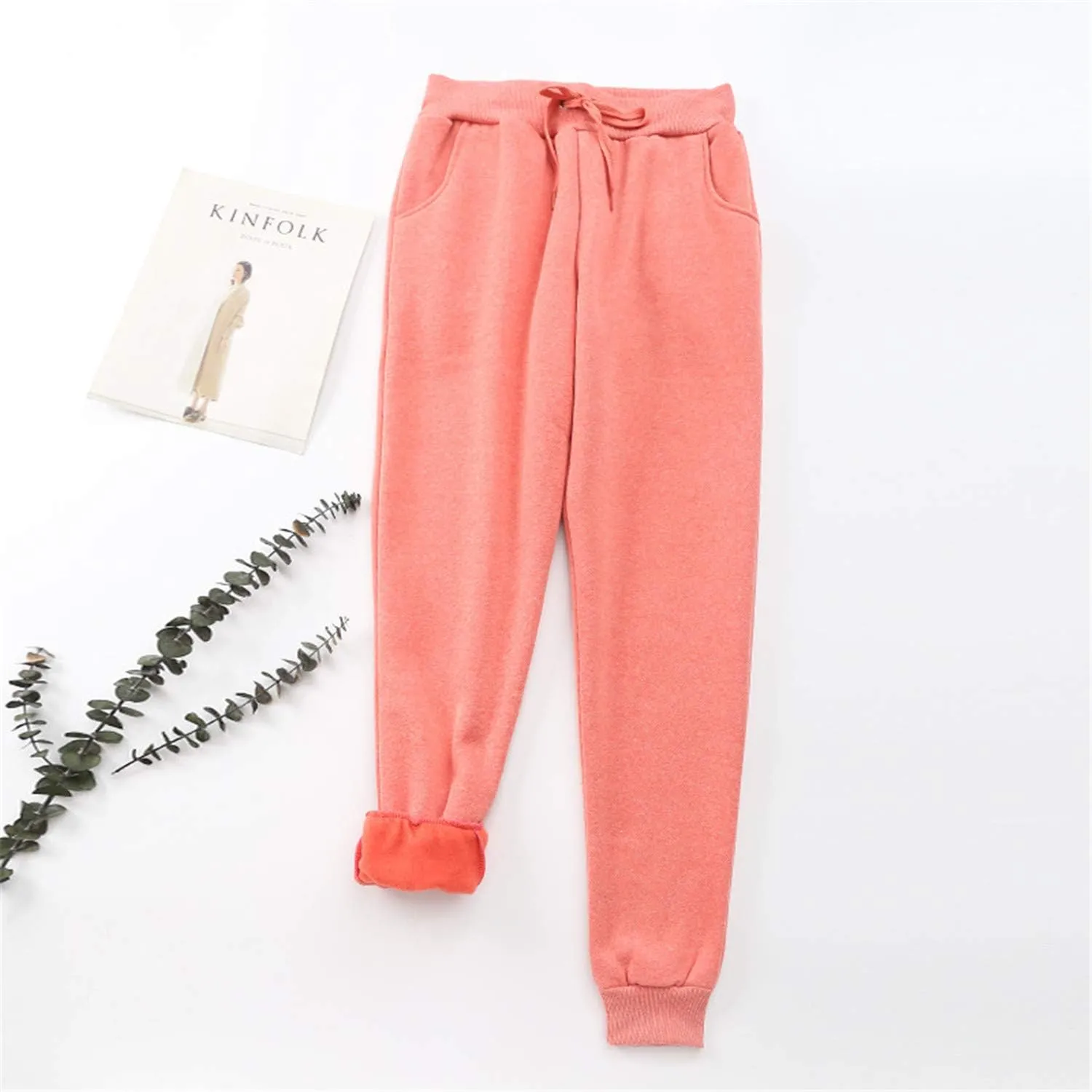 Andongnywell Womens Warm Sherpa Lined Athletic Sweatpants Drawstring Joggers Fleece Pant Trousers