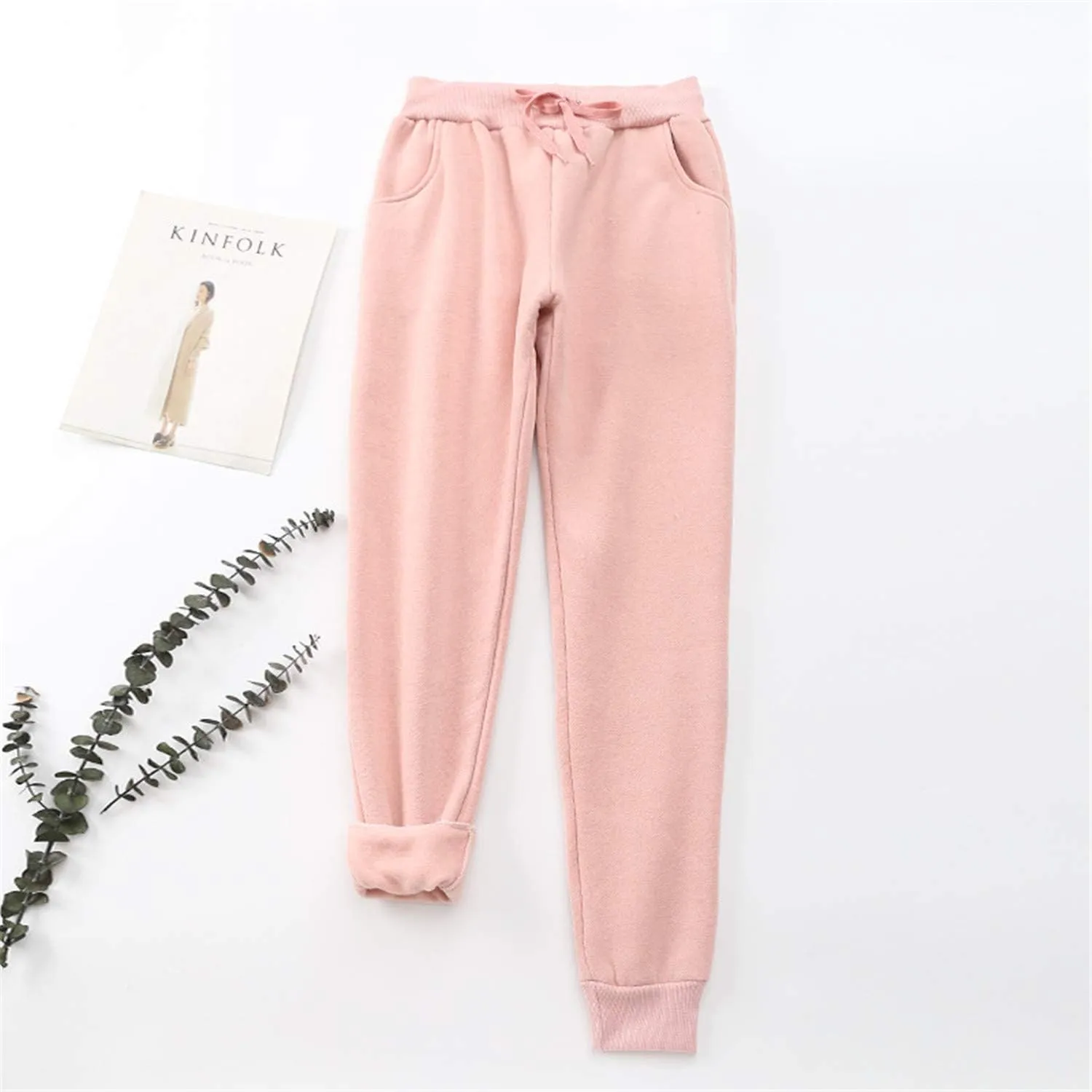 Andongnywell Womens Warm Sherpa Lined Athletic Sweatpants Drawstring Joggers Fleece Pant Trousers