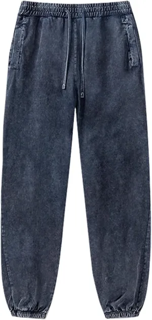 Arssm Mens Acid Wash Athletic Sweatpants Elastic Waist Joggers Drawstring Jogger Pants Workout Long Pants