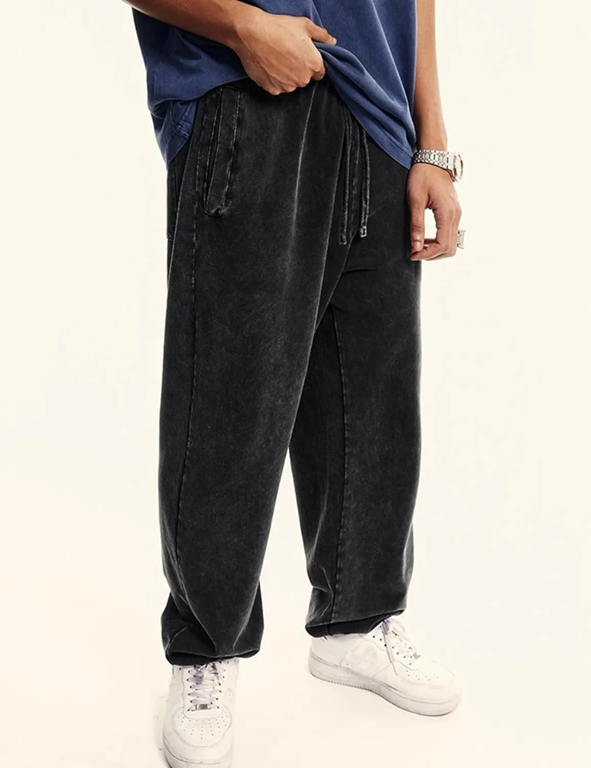 Arssm Mens Acid Wash Athletic Sweatpants Elastic Waist Joggers Drawstring Jogger Pants Workout Long Pants