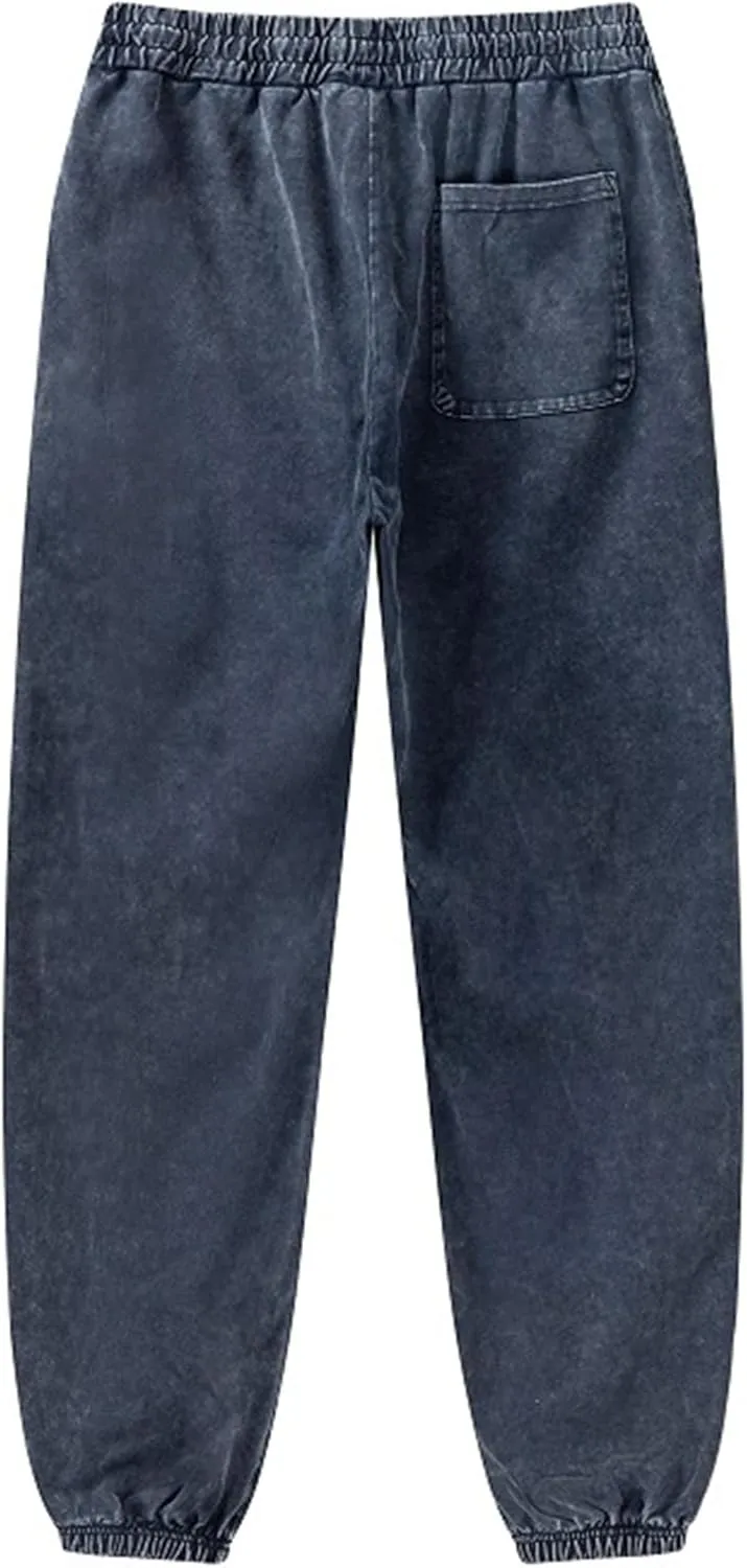 Arssm Mens Acid Wash Athletic Sweatpants Elastic Waist Joggers Drawstring Jogger Pants Workout Long Pants