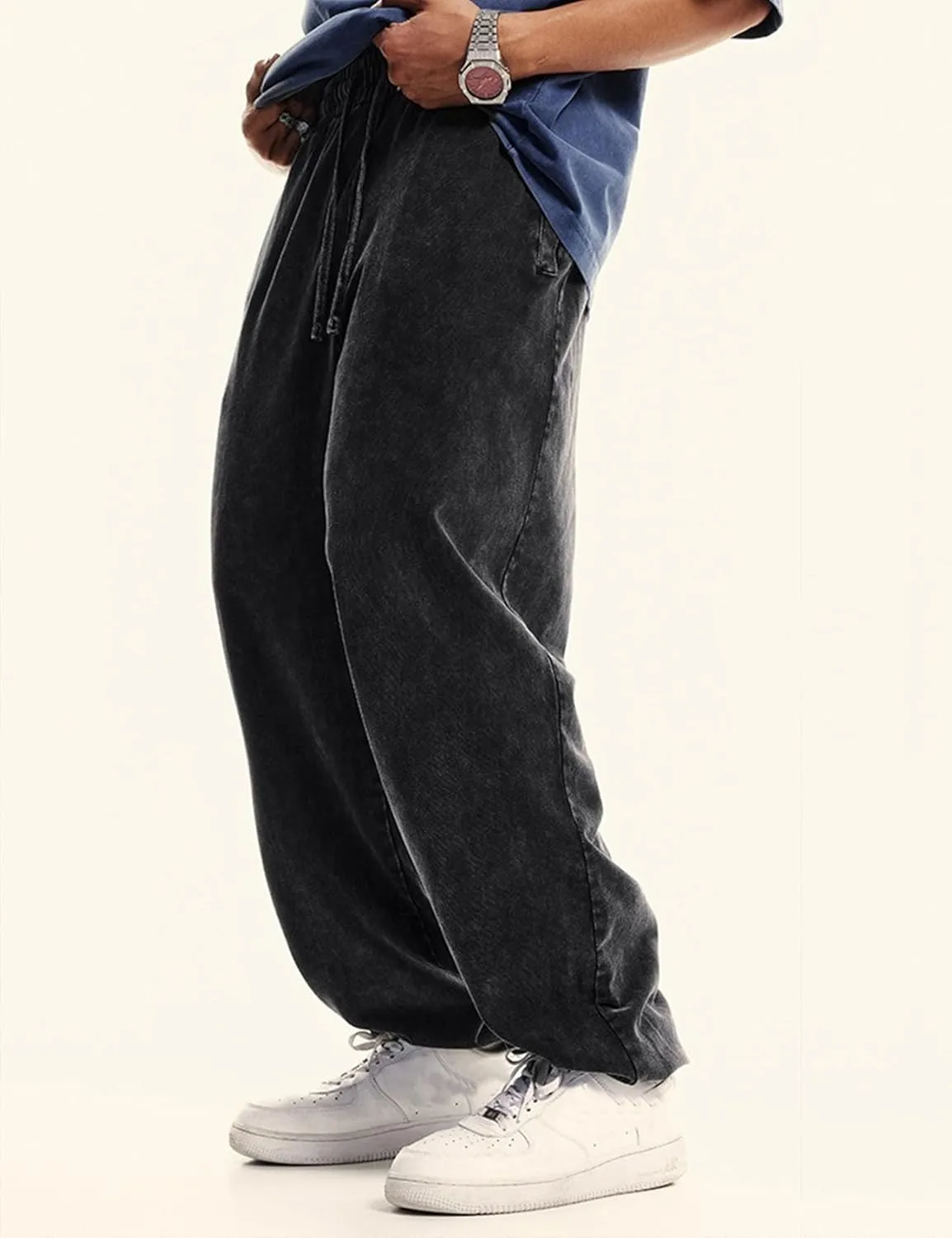 Arssm Mens Acid Wash Athletic Sweatpants Elastic Waist Joggers Drawstring Jogger Pants Workout Long Pants