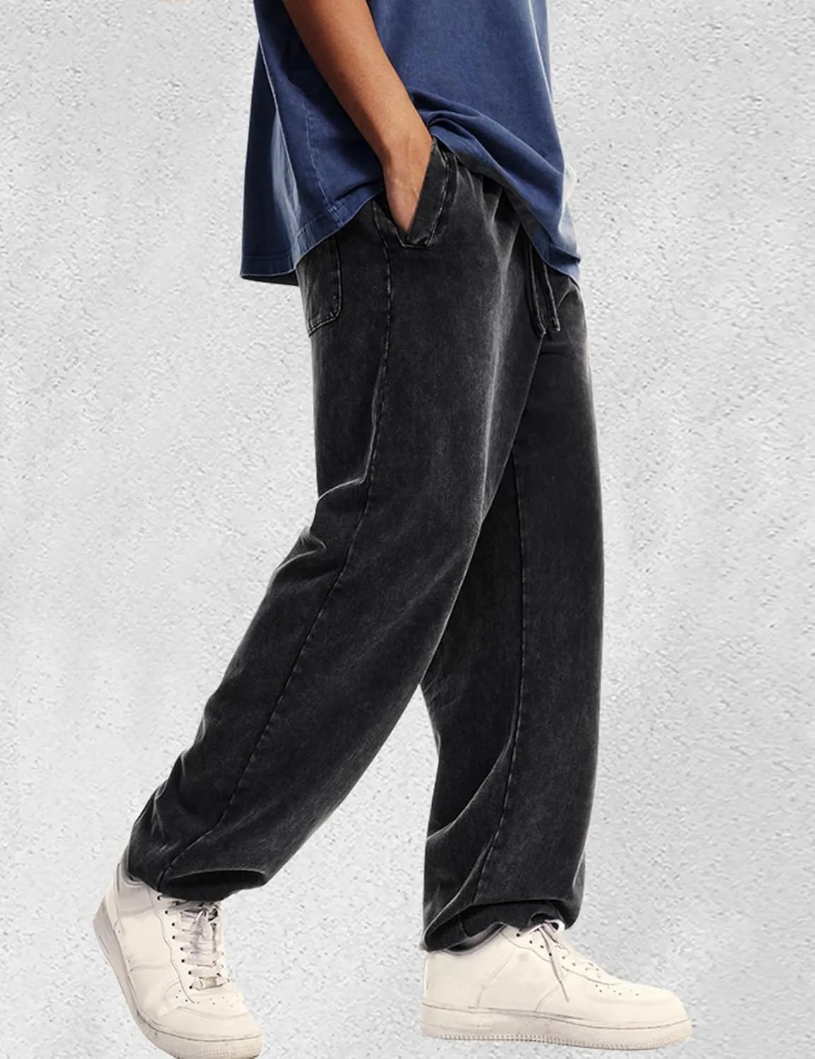 Arssm Mens Acid Wash Athletic Sweatpants Elastic Waist Joggers Drawstring Jogger Pants Workout Long Pants