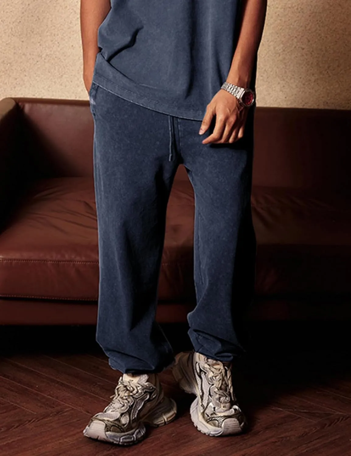 Arssm Mens Acid Wash Athletic Sweatpants Elastic Waist Joggers Drawstring Jogger Pants Workout Long Pants