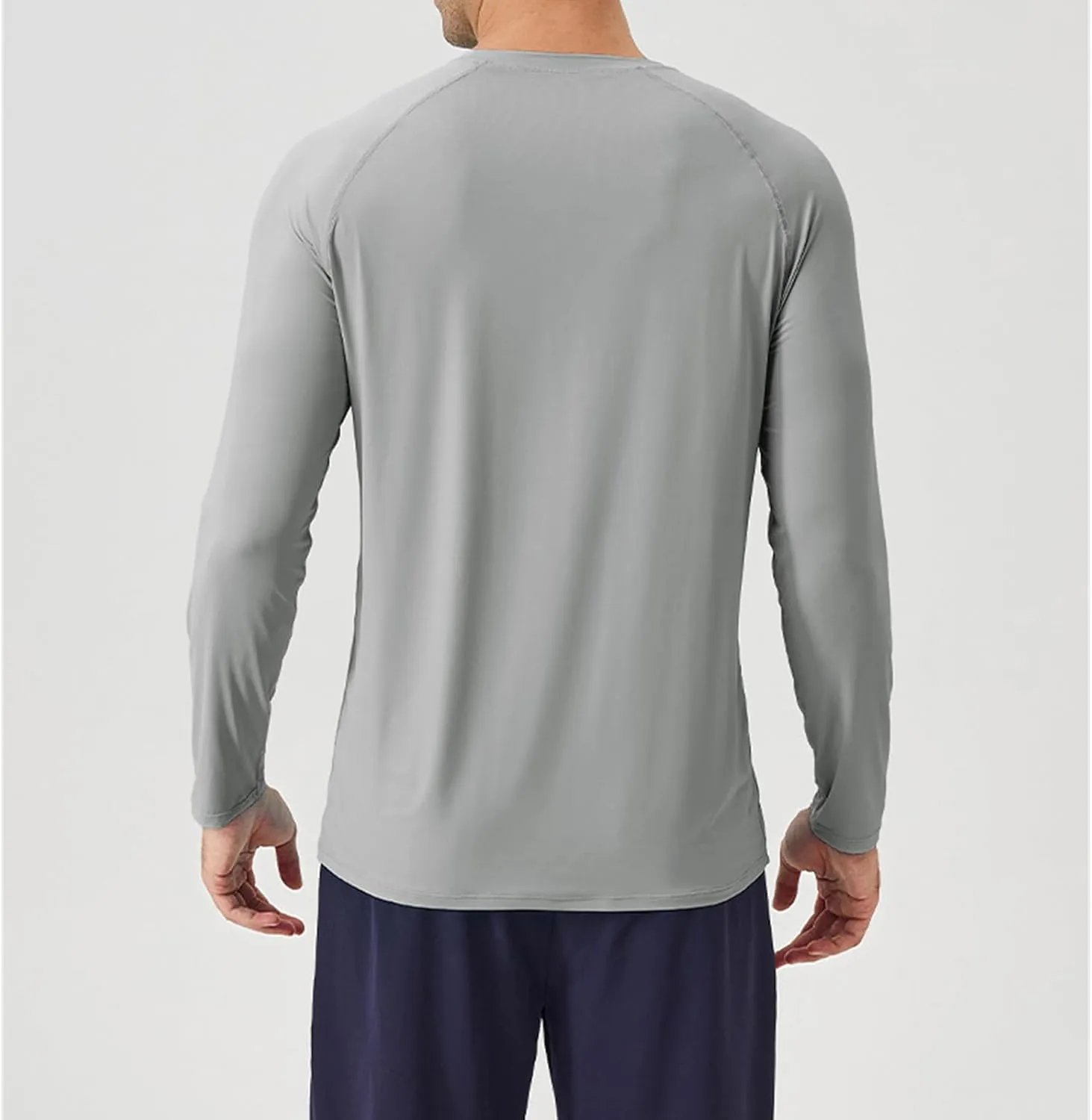Athletic Shirts for Men Long Sleeve UV Sun Protection Crewneck Tops Casual Loose Breathable Comfy Outdoor Running Tee