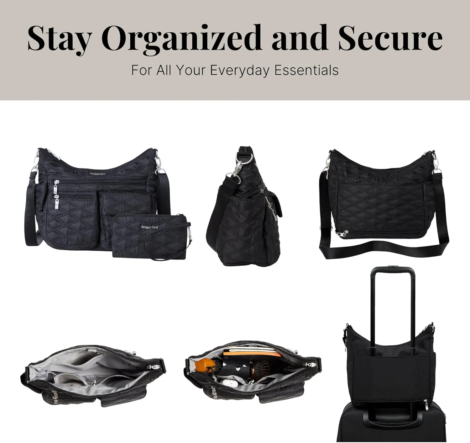 Baggallini Modern Everywhere Crossbody Women 11x9x4.5 RFID Hobo Bag