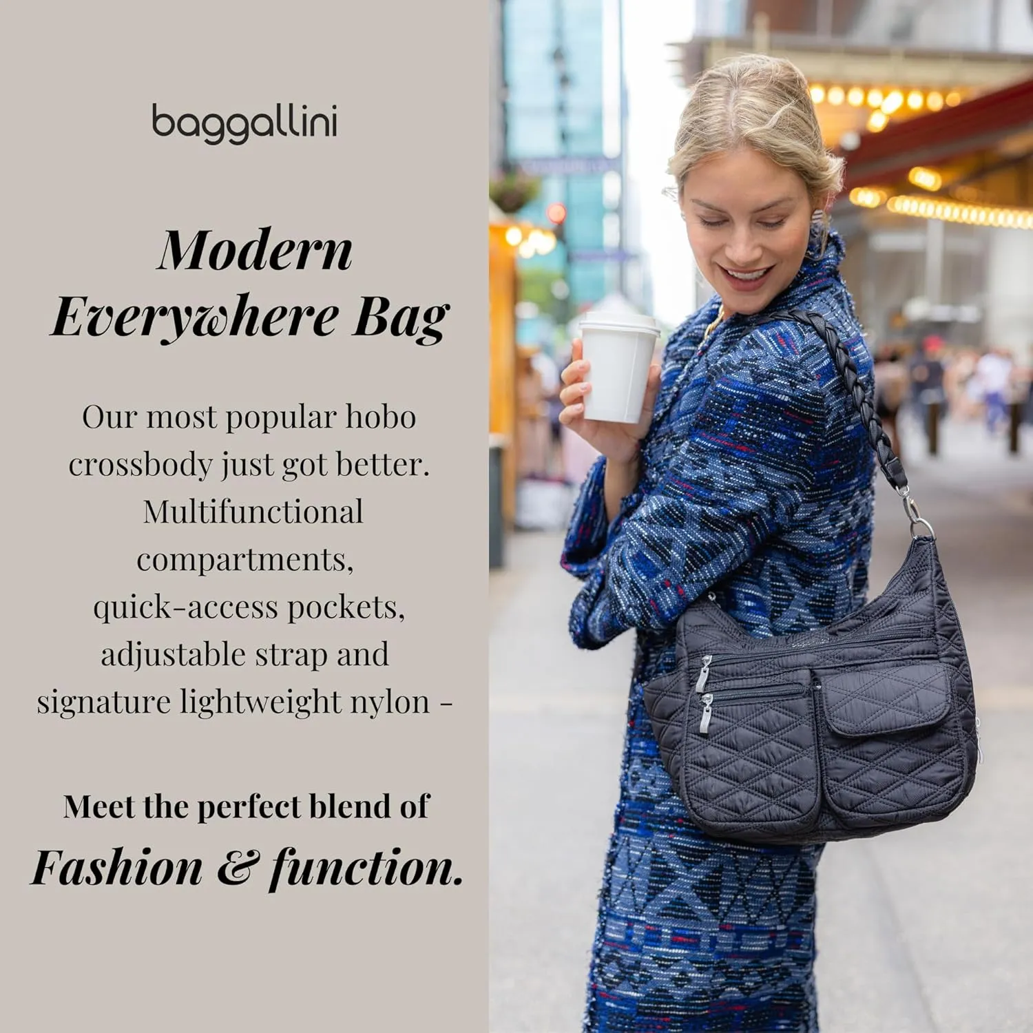 Baggallini Modern Everywhere Crossbody Women 11x9x4.5 RFID Hobo Bag