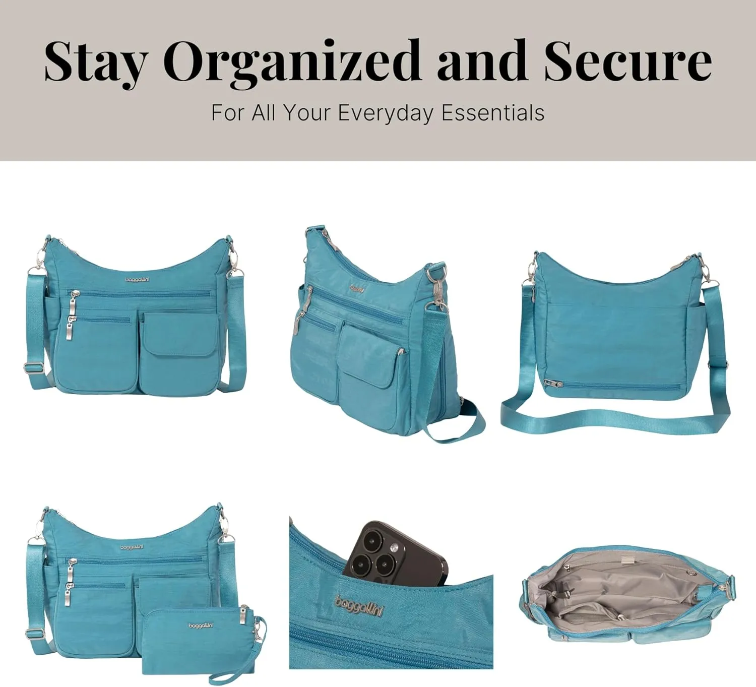 Baggallini Modern Everywhere Crossbody Women 11x9x4.5 RFID Hobo Bag