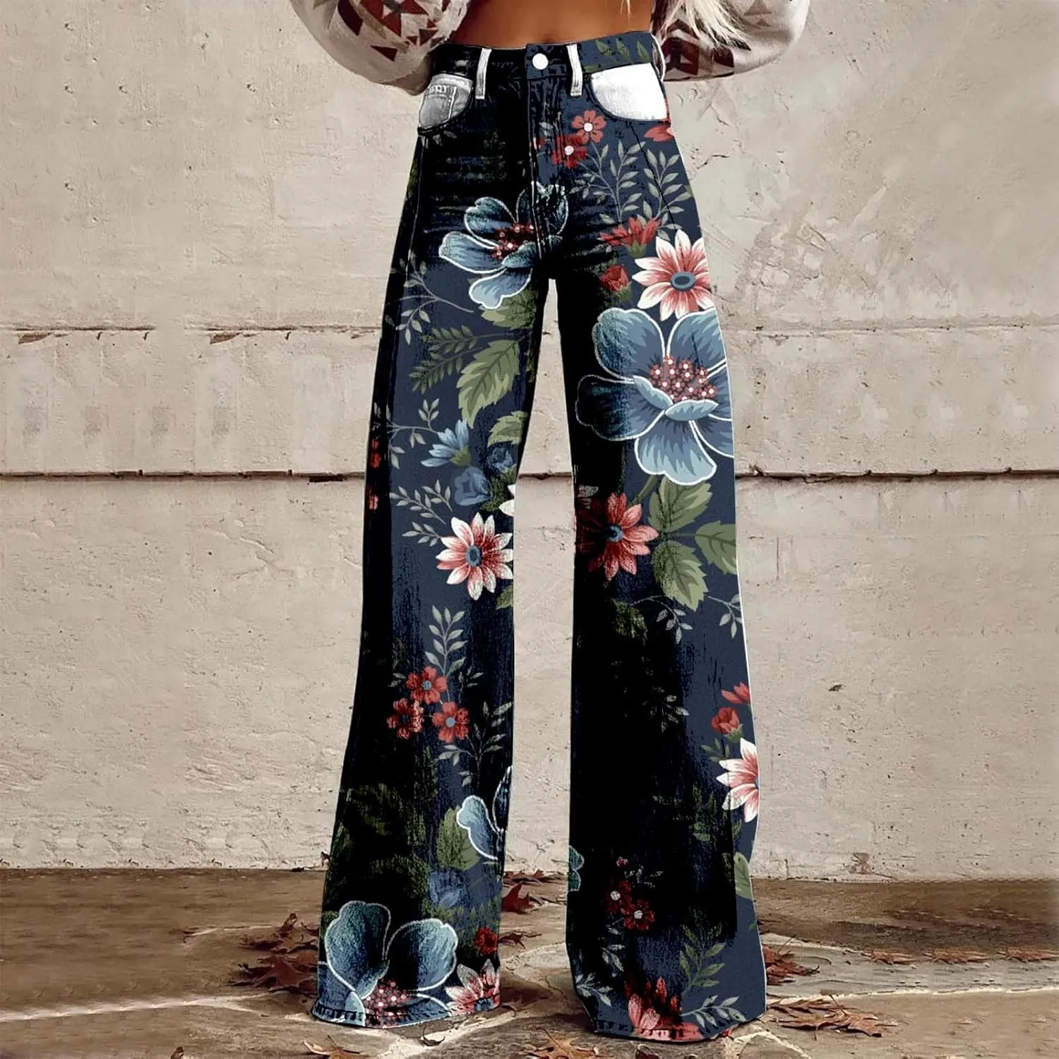 Baggy Jeans for Woman Wide Leg Jeans for Women Valentines 2025 Baggy Denim Pant Printed Jean Loose Casual Loose Pant