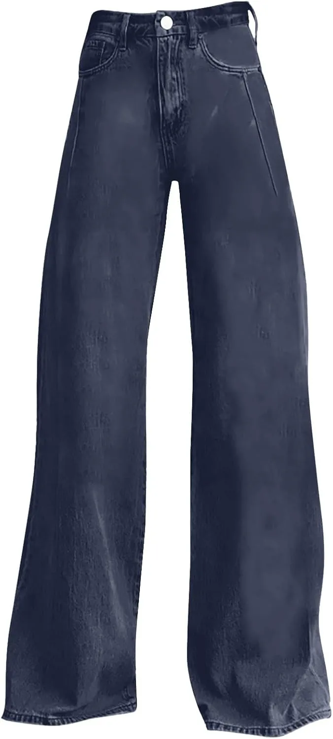 Baggy Jeans Pant for Women 2025 Summer Casual Wide Leg Sweatpant Jeans Print Denim Vintage Pant 90s Y2K Streetwear