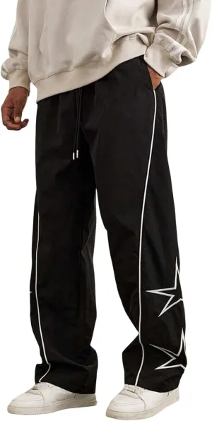 Banana Bucket Mens Y2K Oversized Cargo Pants Baggy Streetwear Drawstring Trousers Elastic Waist Joggers