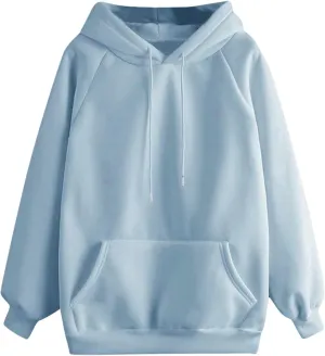 Basic Hoodies for Women Men Girls Teen Fall Solid Color Hoodie Sweatshirt Long Sleeve Kangaroo Pocket Pullovers Top