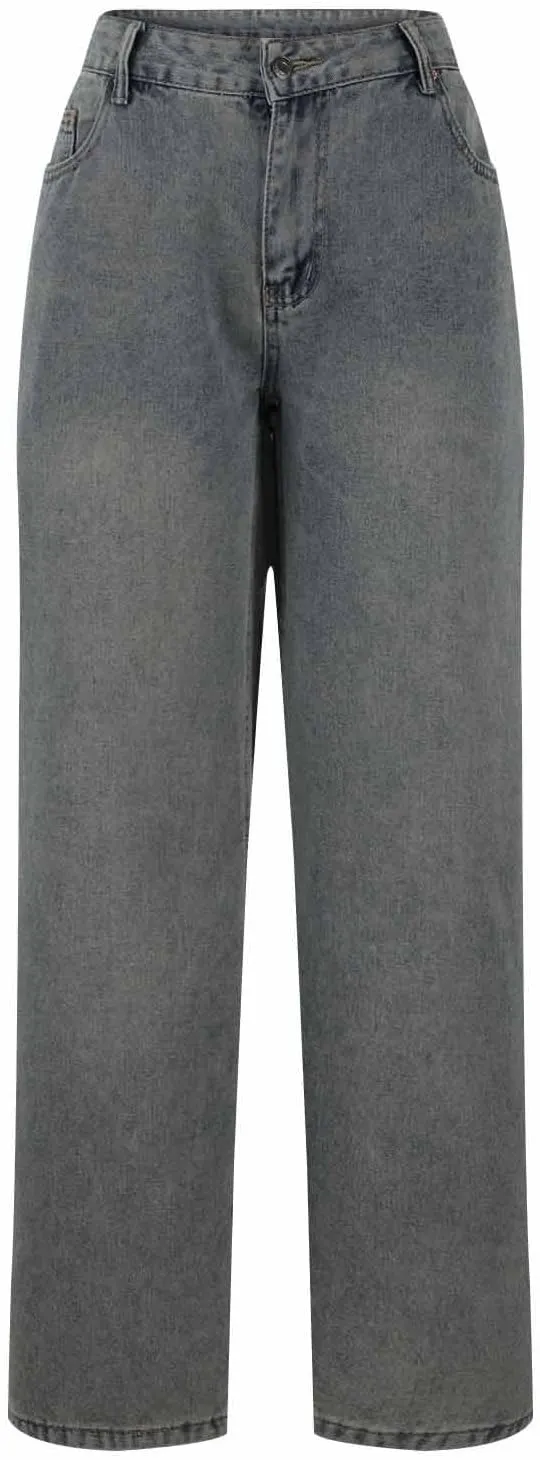 Bidobibo Jeans for Women Trendy Bootcut High Waisted Stretchy Straight Leg Jeans Buttoned Loose Denim Pants Wide Leg Trousers