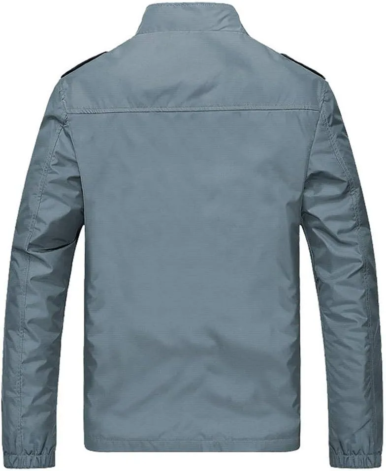 Bomber Jacket for Men Lightweight Cargo Jacket Coat Button Up Winter Outerwear Fashion Casual Stand Collar Coats