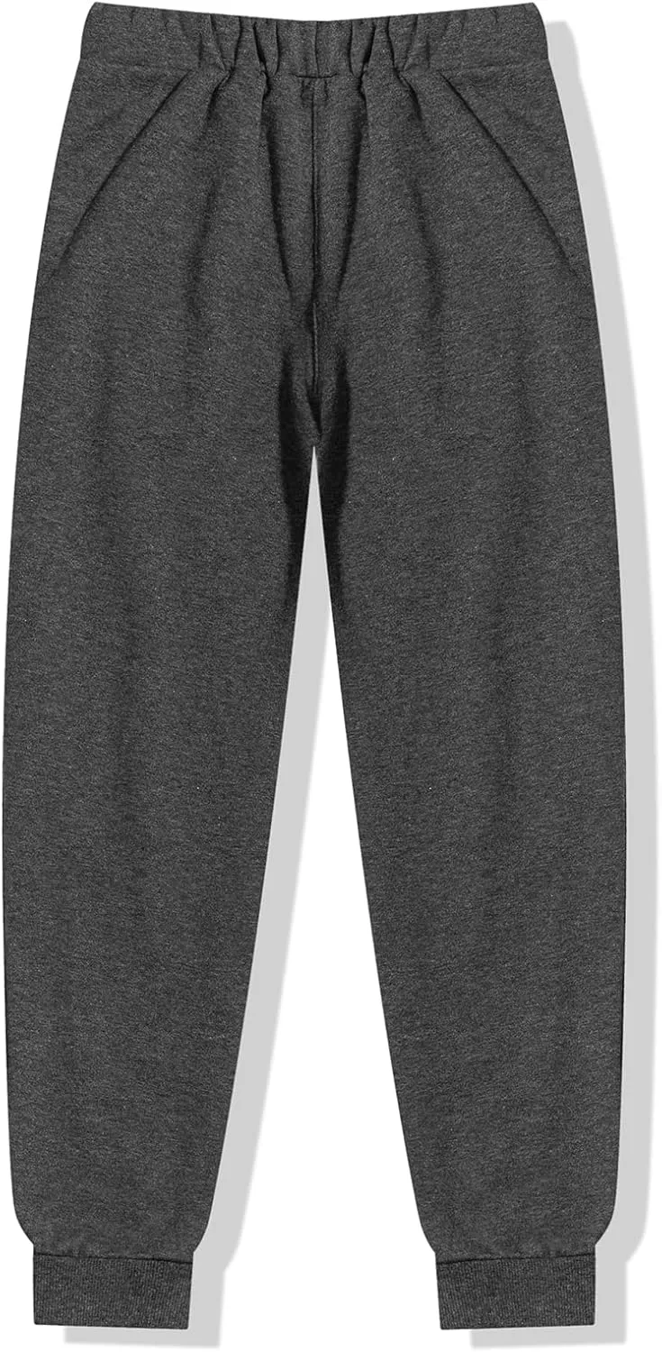 Boys Girls Fleece Joggers Drawstring Elastic Waist Kids Sweatpants Athletic Pants