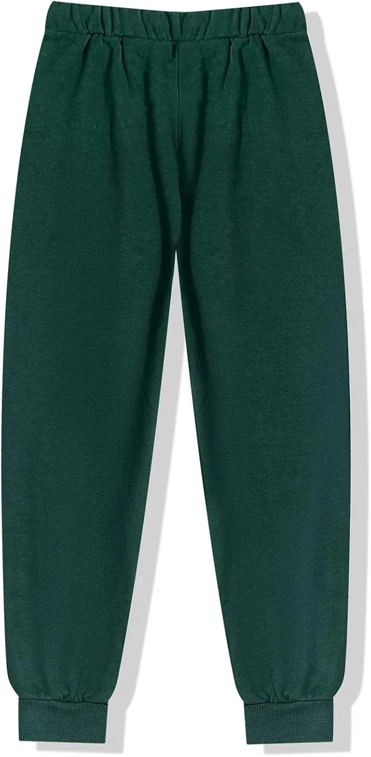 Boys Girls Fleece Joggers Drawstring Elastic Waist Kids Sweatpants Athletic Pants